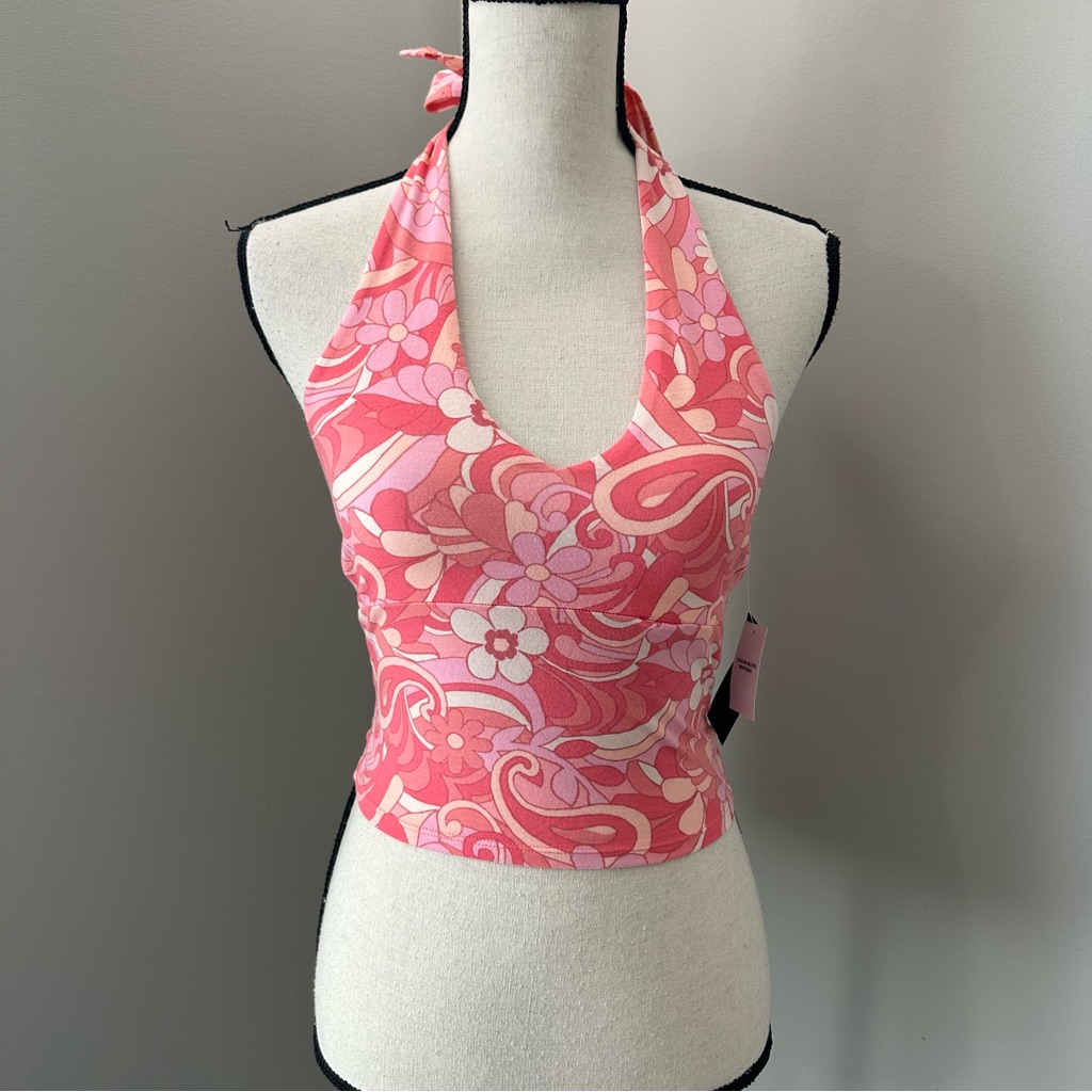 Nwt Hollister Retro Floral Print Halter Top